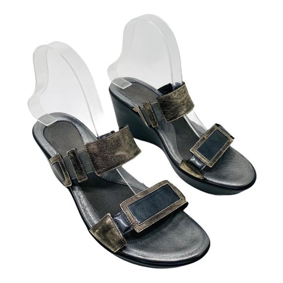 Naot Treasure Metallic Wedges 40 9 Pewter Sandals Metallic Comfortable Shoes - Picture 1 of 11